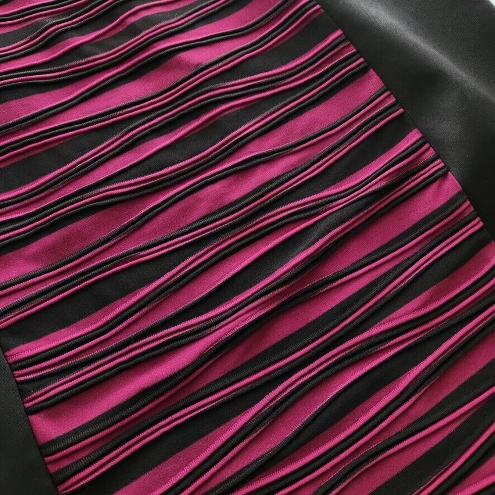 Y2K Office Siren Bodycon Dress 6P NWT Black Berry Purple Colorblock Work Ruched - Picture 6 of 13
